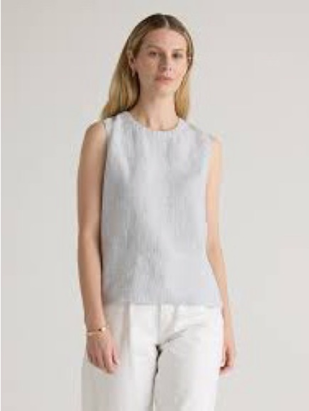 New Quince 100% European Linen Tank Cloud (pale grey) Sz L